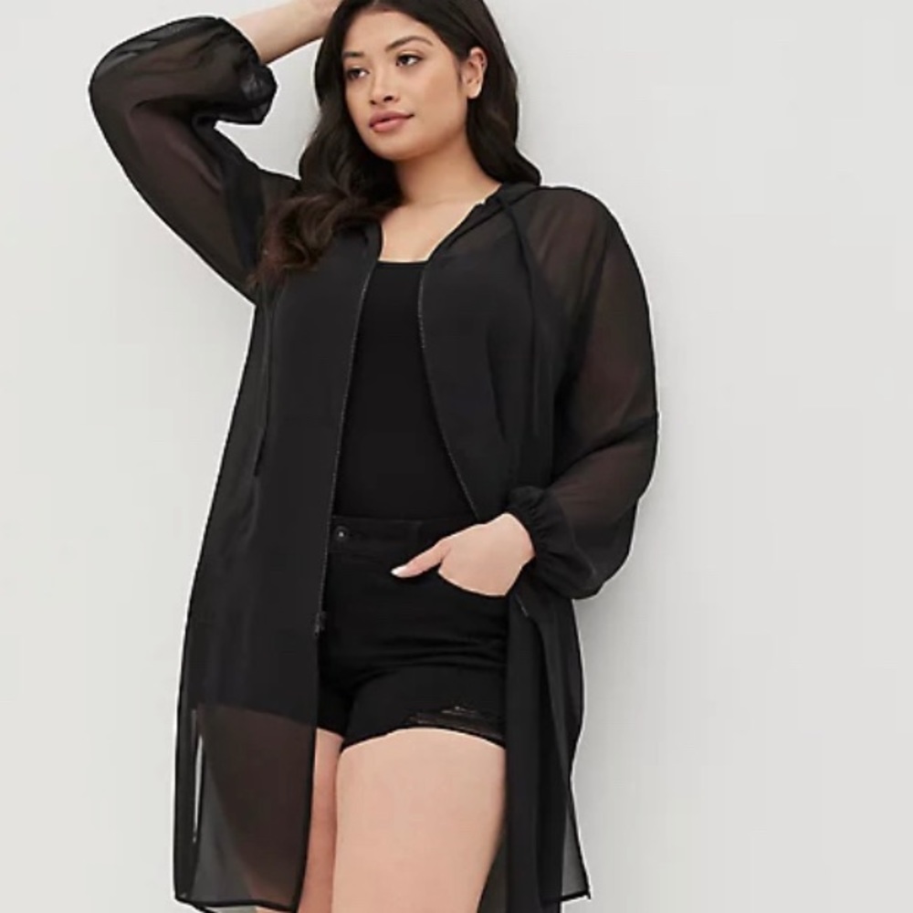 Torrid anorak kimono chiffon black